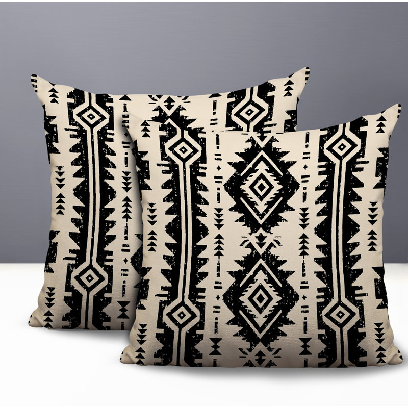 Oreiller réversible intérieur / extérieur Dakota, 16x16, Noir