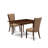 3 Piece Kitchen Table Set Contains a Rectangle Dining Table with Dropleaf and 2 Light Sable Linen Fabric Upholstered Chairs, Mahogany-2023697862-2018381002-2023697861