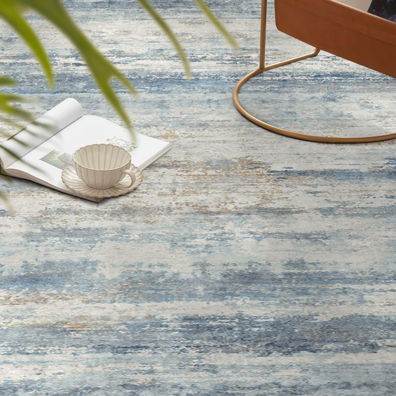 Tapis bleu abstrait Licia, Rectangle 8 pi 6 po x 11 pi 6 po