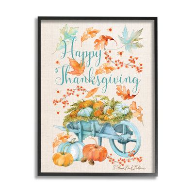 «Happy Thanksgiving Expression Holiday Pumpkin Wagon» par Sherri Buck Baldwin - impression d'art textuel