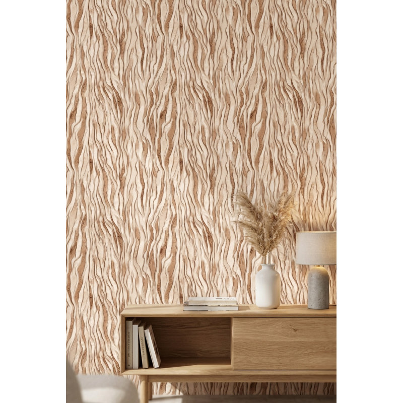 Papier peint abstrait à motif abstrait beige et brun