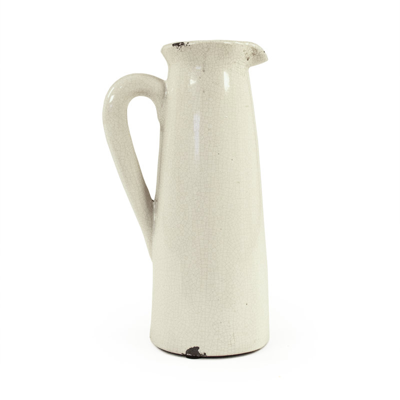 Vase de table en céramique blanche Cresthill, H 11,75 po x l 6,5 po x P 4,5 po