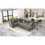 112.2" Sectional Sofa Pull-Out Sofa Bed Sleeper With A Storage Ottoman,Three Pillows And Charging Devices For Living Room, Grey