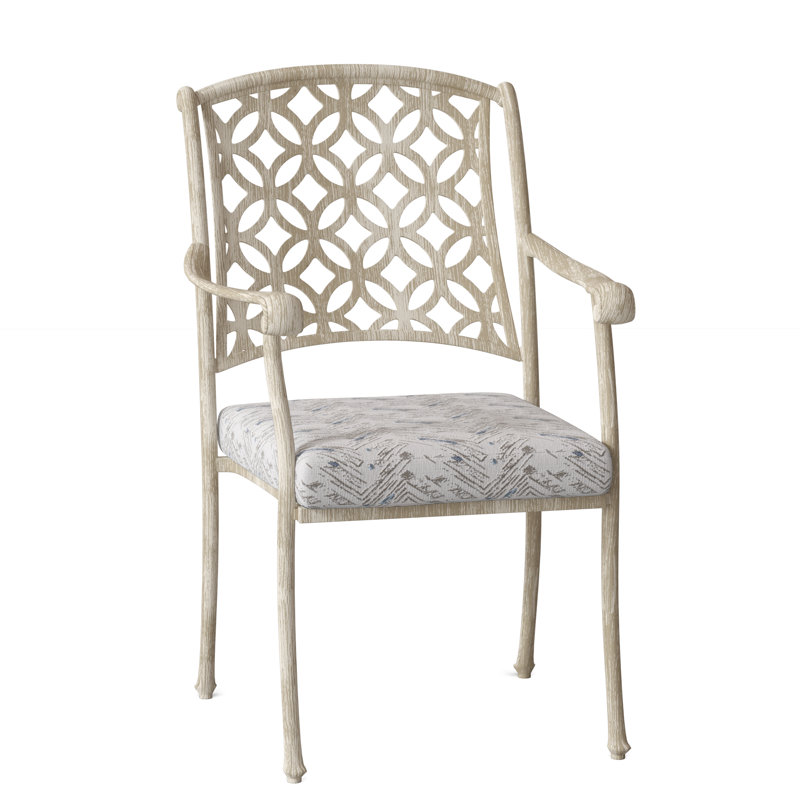 Casa Outdoor Dining Armchair, Weathered White, Canvas Bird's Eye Sunbrella® Canvas