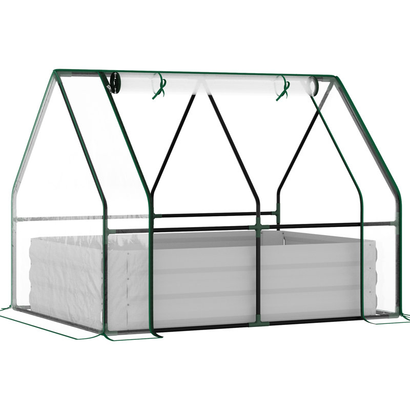 Galvanized Raised Garden Bed & Mini Greenhouse Cover - 4' X 3', For Colorful Growth Flowers, Fruits, Veggies, Herbs, Outdoor Metal Planter 3' With Plant Your Favorite Box