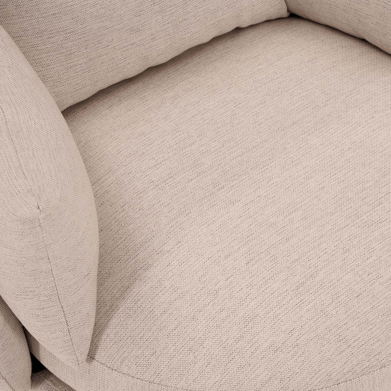 Upholstered Swivel Barrel Chair, Cream Beige Linen