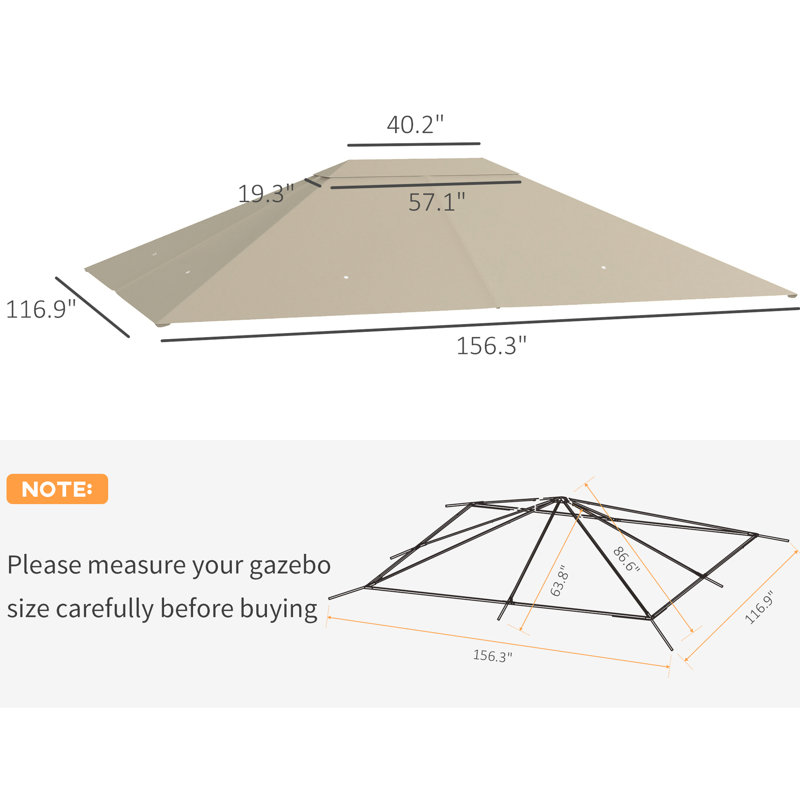 - Remplacement du pavillon de jardin extérieur 10 pi x 13 pi, kaki avec ventilation et drainage 13 pi, drain