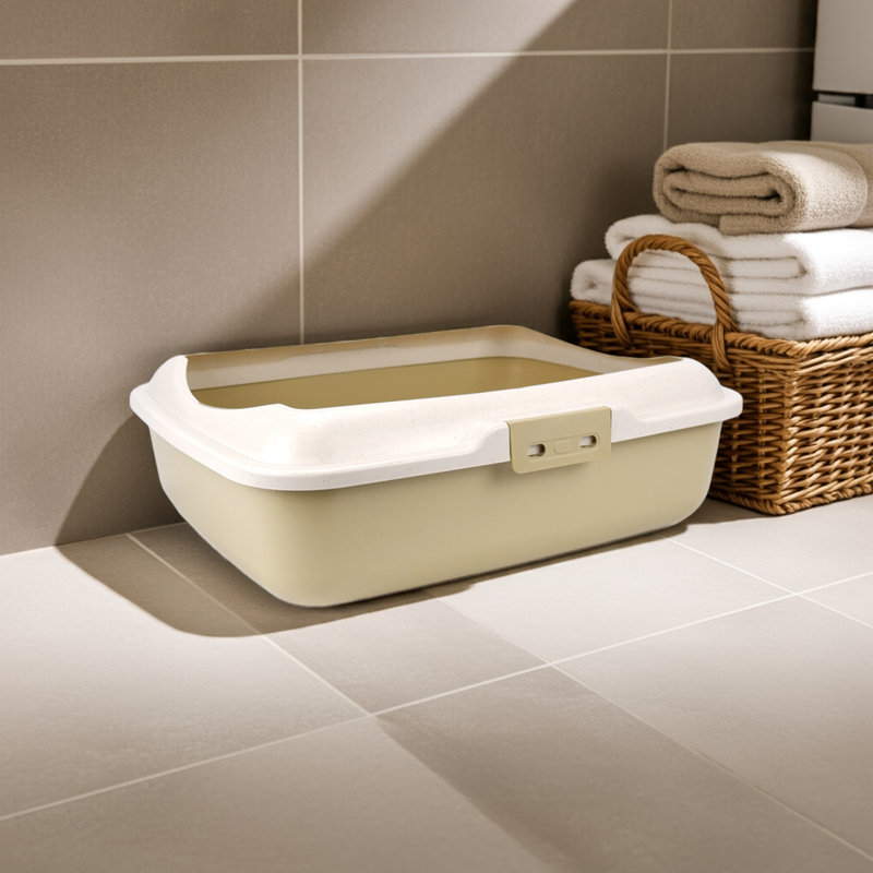 Plastic Litter Box, Beige