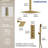 Thermostatic Shower Faucet System, Ceiling Mount High-Pressure Rainfall Dual Shower Head with Rough-In Valve-93876705