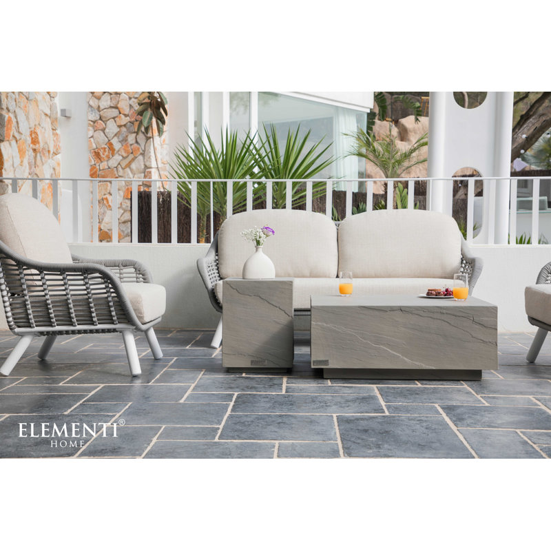 COLORADO Sandstone Small Side Table End Table Made of Concrete 35 x 35 x 46 cm, Grey/Brown/Blue