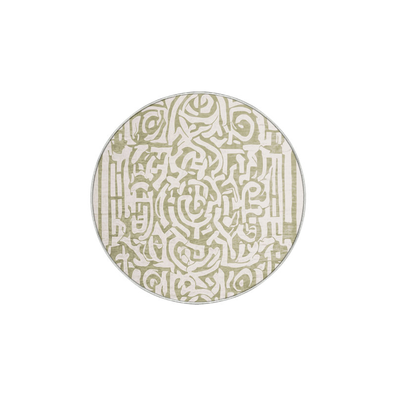 Tapis beige soyeux et moelleux, Rond 6 pi