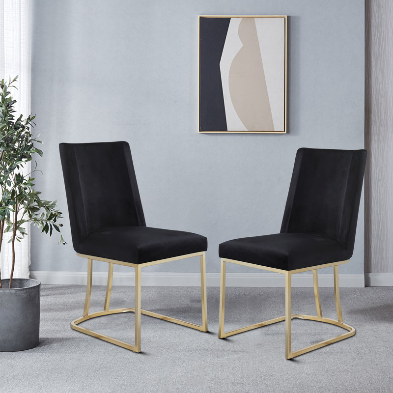 Caulders Velvet Side Chair, Black