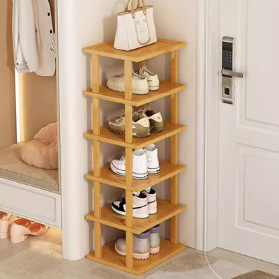 No-Assembly Bamboo 6-Tier Stackable Storage Shelf, Foldable Multi-Level Space-Saving Organizer Rack for Home, Kitchen, Bathroom