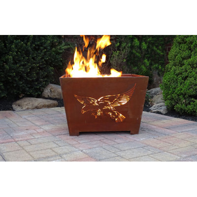 Hoschton Rectangle Steel Wood Burning Fire Pit