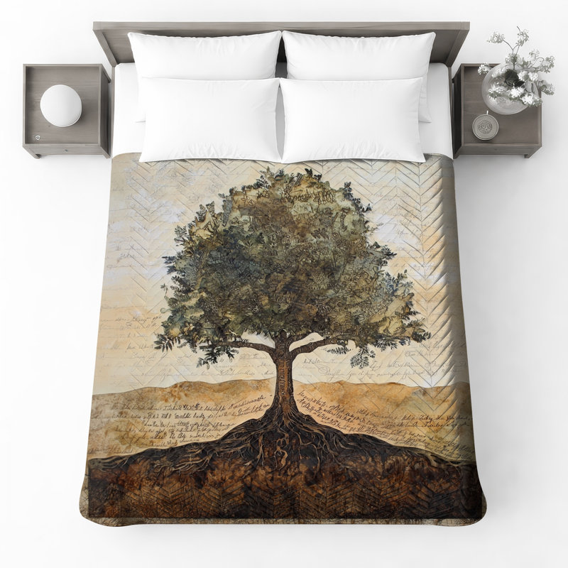 Tree With Roots Bedding Nature Bedspread Landscape, Full / Double