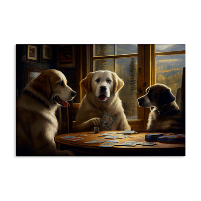 Chiens jouant au jeu de cartes sur toile par Sasha