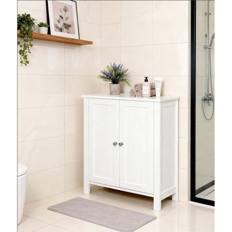 Armoire de rangement de salle de bain polyvalente avec portes doubles et tablette réglable, parfaite pour organiser et maximiser l'espace