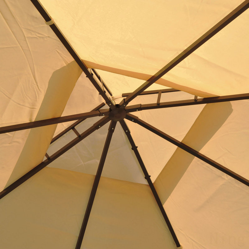 10X10FT Gazebo Steel, For Outdoor Use With Polyester Curtains & Double Roof, 108.25" H x 118" W x 118" D