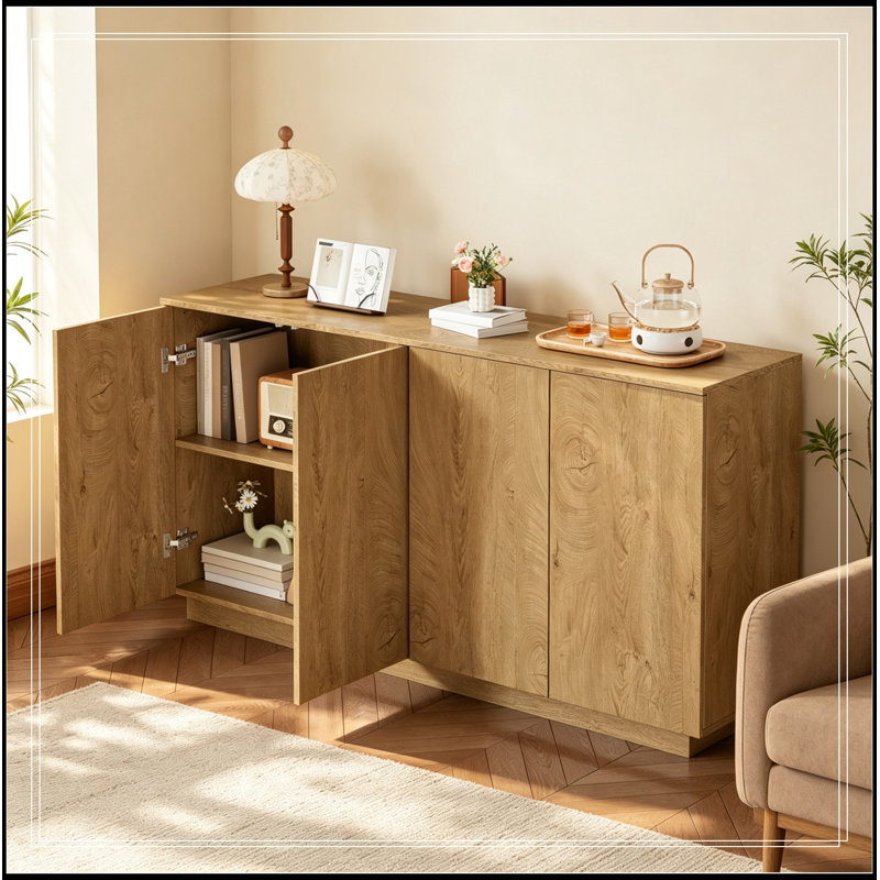 Buffet avec rangement à 4 portes et tablettes réglables