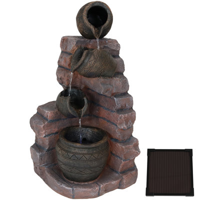 Vick Weather-Resistant Bricks and Pots Polyresin Solar Outdoor Fountain