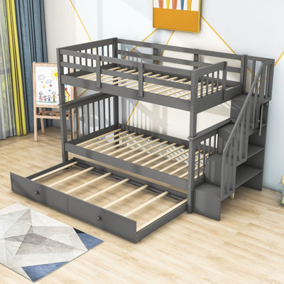 Lit superposé en bois avec couchette Doresha