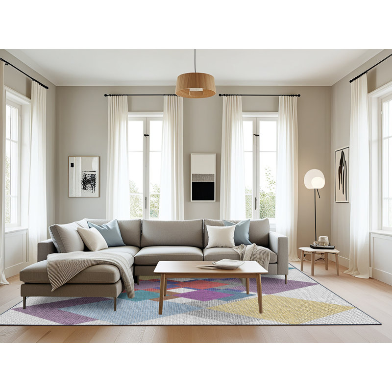 Tapis géométrique gris / rose, Rectangle 8 pi x 12 pi