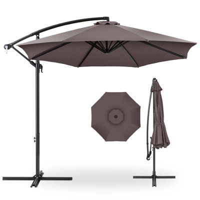 Parasol de marché pour l'extérieur suspendu et décalé de 10 pi Dannitta avec réglage facile de l'inclinaison