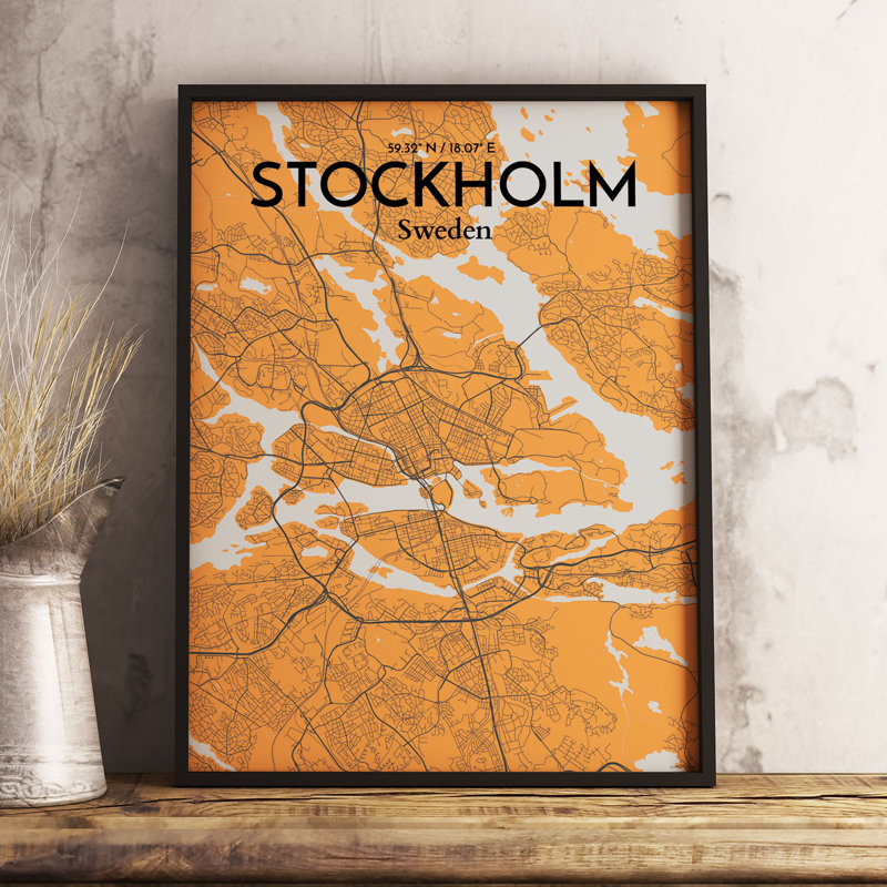 Stockholm City Map - No Frame Print, 70cm H x 50cm W x 0.13cm D
