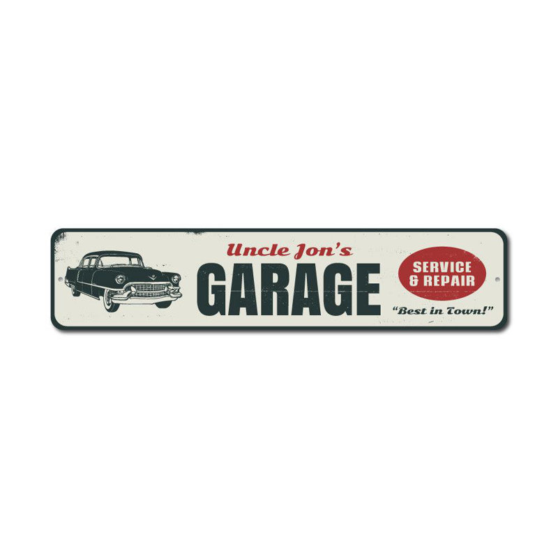 Enseigne de service et de réparation en aluminium pour garage, H 4 po x l 18 po x P 0,04 po