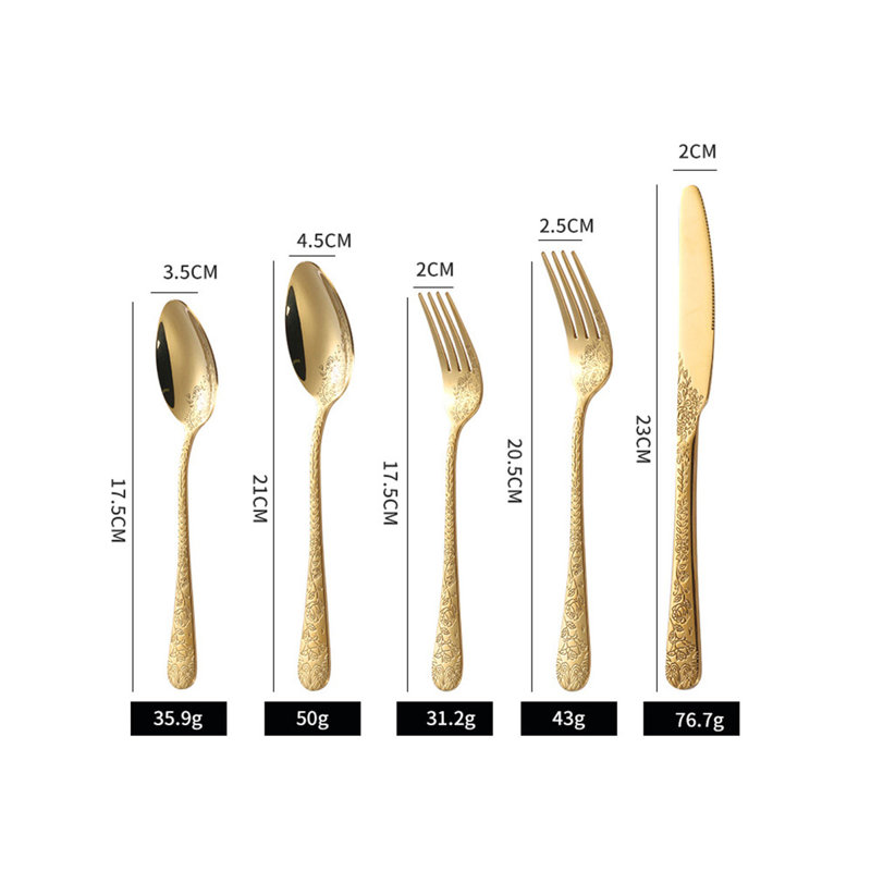 Ensemble de couverts 20 pièces en acier inoxydable doré Gouloulara pour la salle à manger et la cuisine