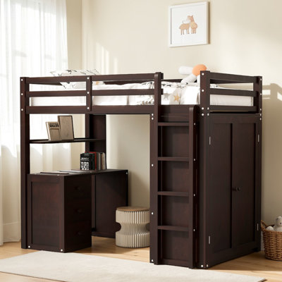 Loft Bed With Built-In Desk And Wardrobe