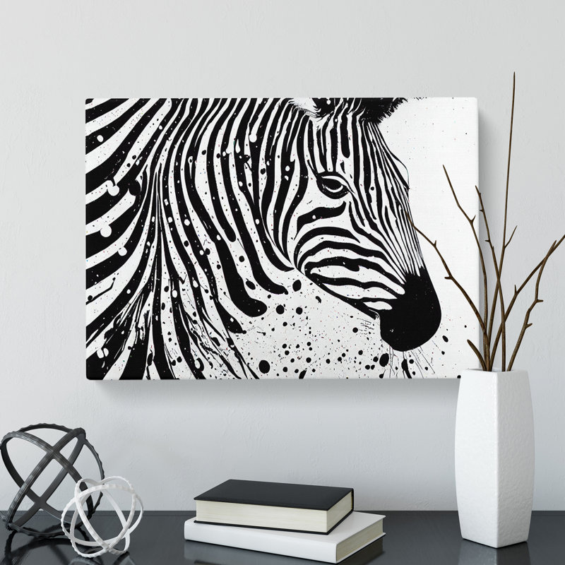Zebra Paint Splash Abstract - Wrapped Canvas, 40cm H x 60cm W