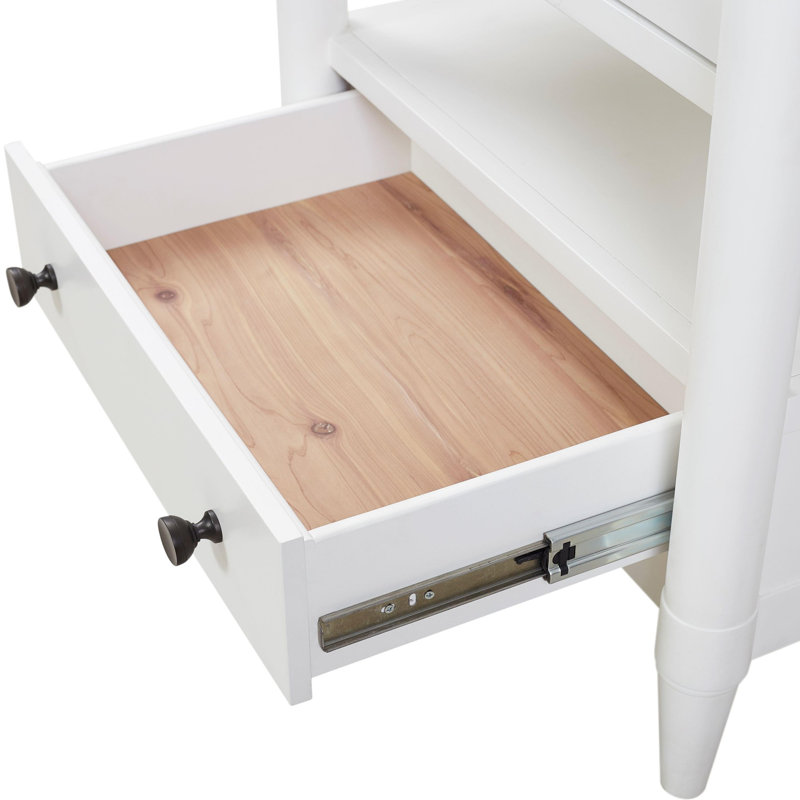 Table de chevet avec tiroir, Blanc