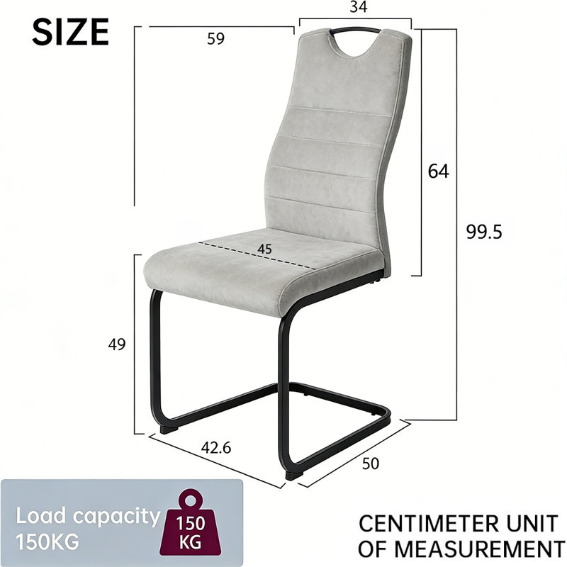 Cantilever Chair in Grey, 2