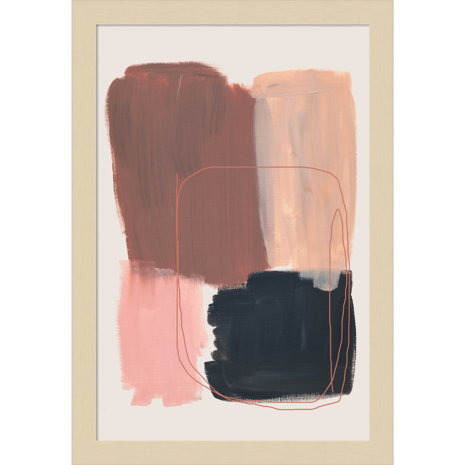 Rience "Abstract Brush Strokes 120" Print, Brown, 17" H x 12" W