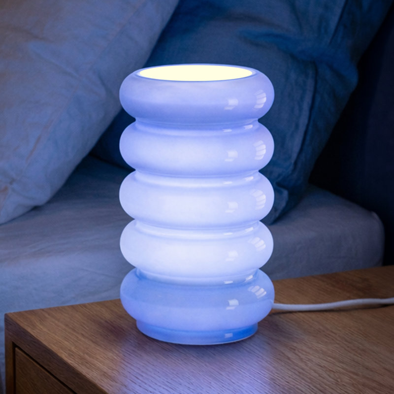 10.4'' Modern 5-Tier Stacked Bubble Ambient Glass Table Lamp with Dimmable Switch and E12 Lamp Holder for Bedroom Nightstands, Living Room Side Tables, Study Rooms or Entryway