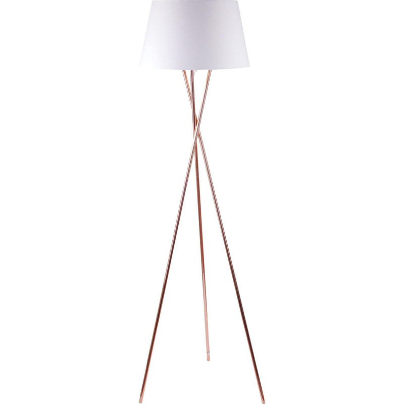 Casden 154cm Tripod Floor Lamp Set, Polished Copper, White