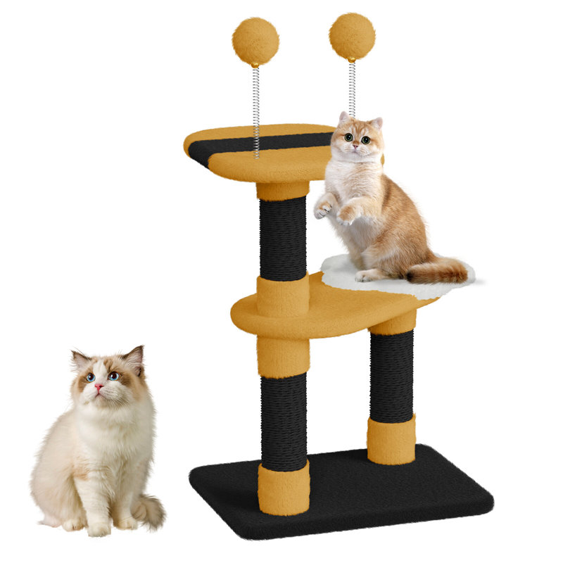 Amadahy 79cm H Cat Tree, Yellow/Black