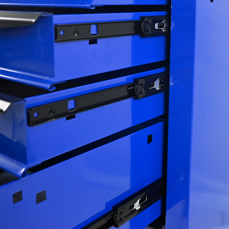6 porte-outils à 6 tiroirs avec roues, polyvalent pour divers espaces de travail, noir et bleu, glissières de tiroir à roulement, 4 roues universelles freins, 5 chariot multifonctionnel, atelier de roulement et de garage en métal, avec