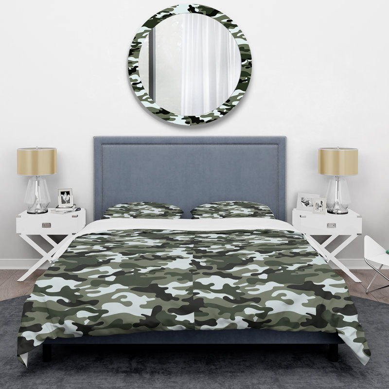 Camouflage désert kaki - ensemble de housse de couette abstrait - microfibre de polyester