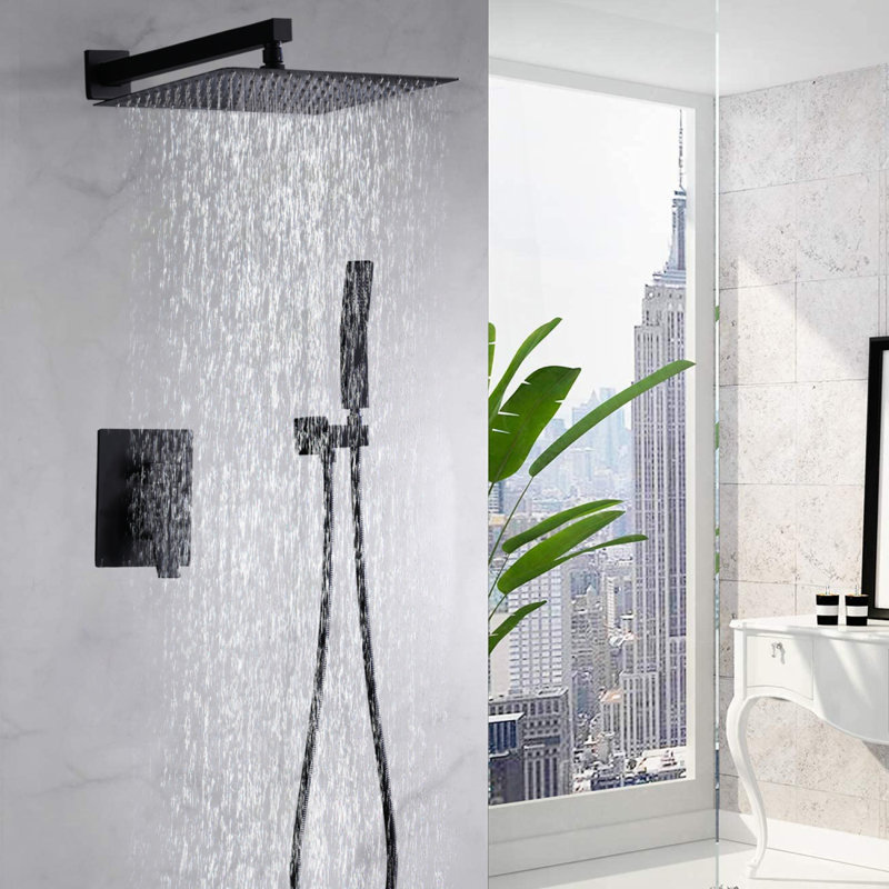 Système de douche au plafond 12 po, Noir mat