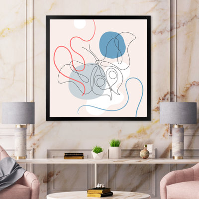 Papillon, dessin au trait sur les formes cubiques II - reproduction d'art