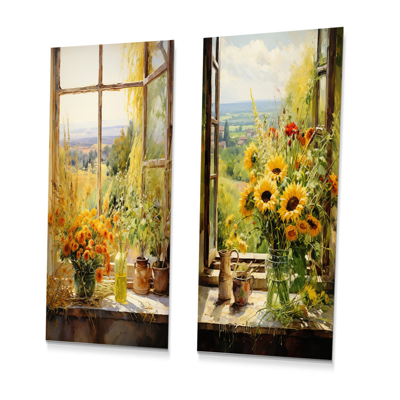 Ensemble de 2 décorations murales en métal Harvest Windows Gaze Farm, H 28 po x l 24 po