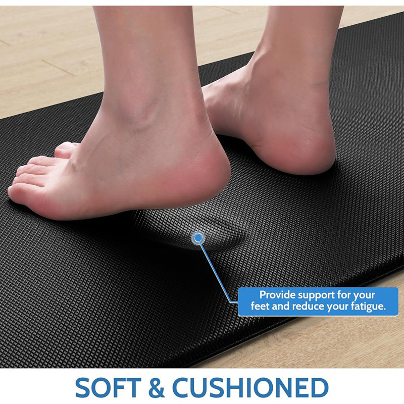 Ensemble de tapis de cuisine Steplively - noir - 2 pièces, rembourré, anti-fatigue, antidérapant, confortable et confortable pour la cuisine, le bureau et l'évier