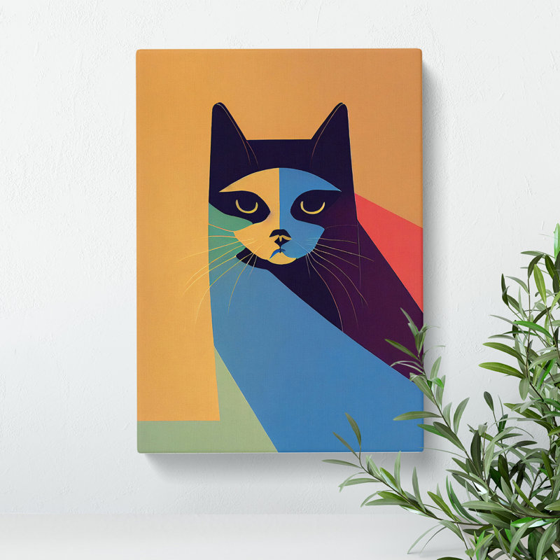 Colourful Cat No.1 Abstract - Wall Art, Wrapped Canvas, 50cm H x 35cm W x 3cm D, No Matte