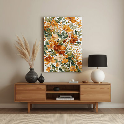 Aquarelle florale 45, art mural en métal brun