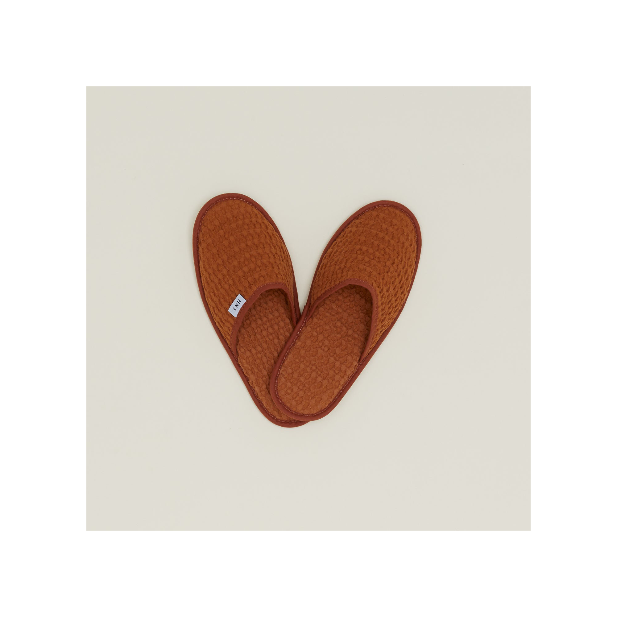 Simple Cotton Waffle Slippers, Terracotta, Medium