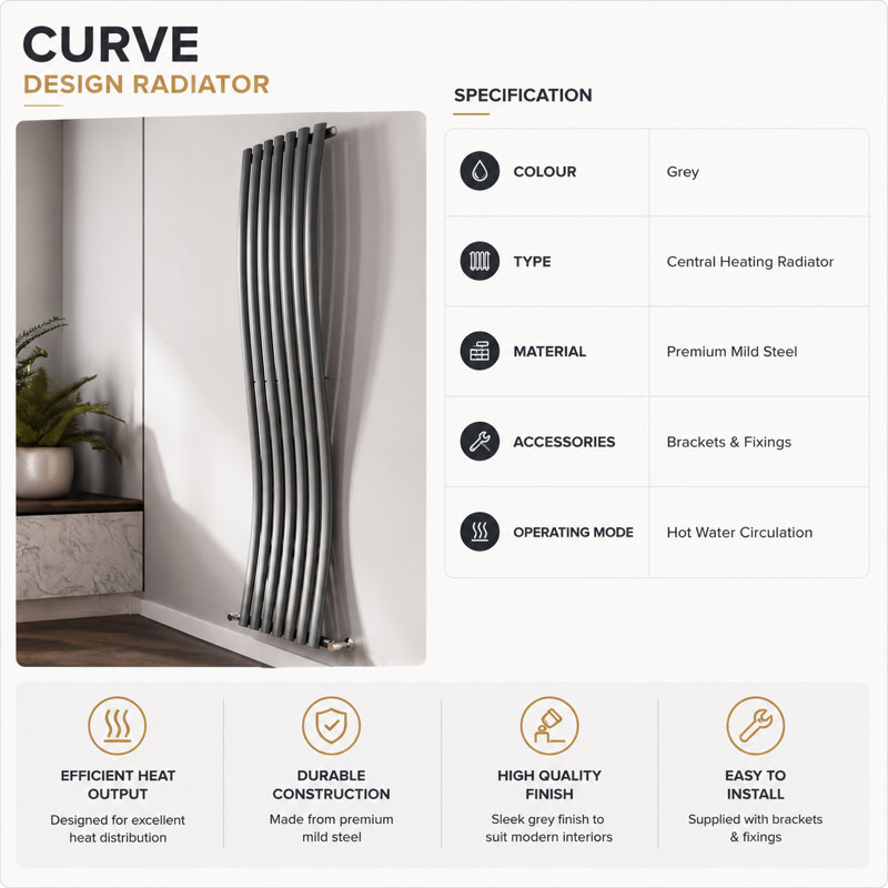 Vertical Designer Radiator, Grey