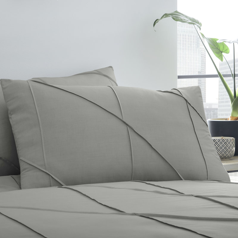 Abana Polyester Solid Colour Duvet Cover Set with Pillowcases Included, Grey, Double Duvet Cover - 2 Standard Pillowcases