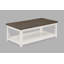Table basse 1Pc de style campagnard brun avec base blanche et plateau de table rectangulaire avec roulettes